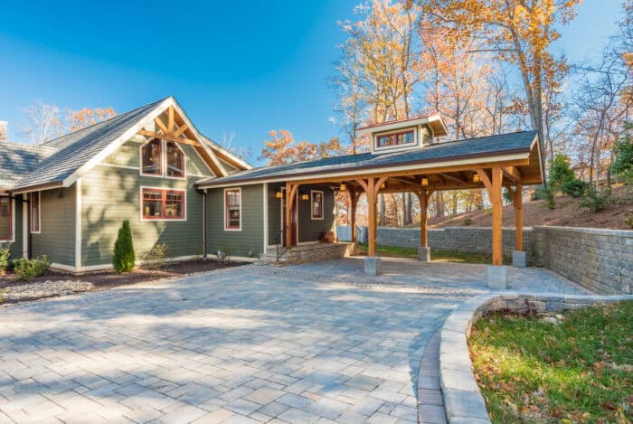 Elegant natural log cabin with mountain setting, blending rustic charm and modern craftsmanship for.