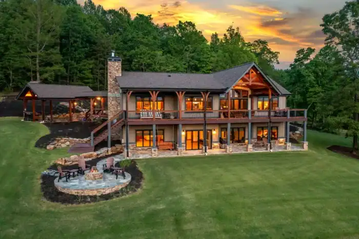 Shag Bark Lodge custom log home built by Natural Element Homes